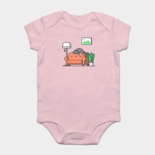 Sleepy cat cartoon Baby Bodysuit